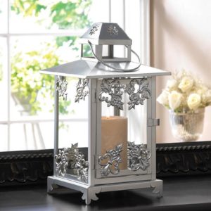 Silver Scrollwork Candle Lantern