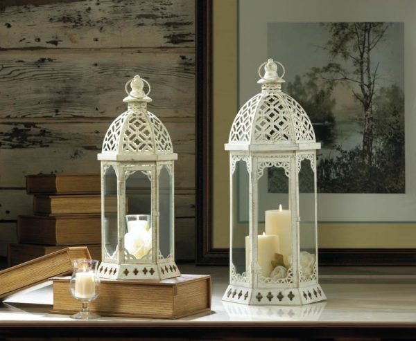 Graceful Distressed White Lantern (S) - Image 2