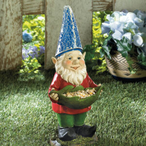 Bird Feeder Gnome Solar Garden Statue