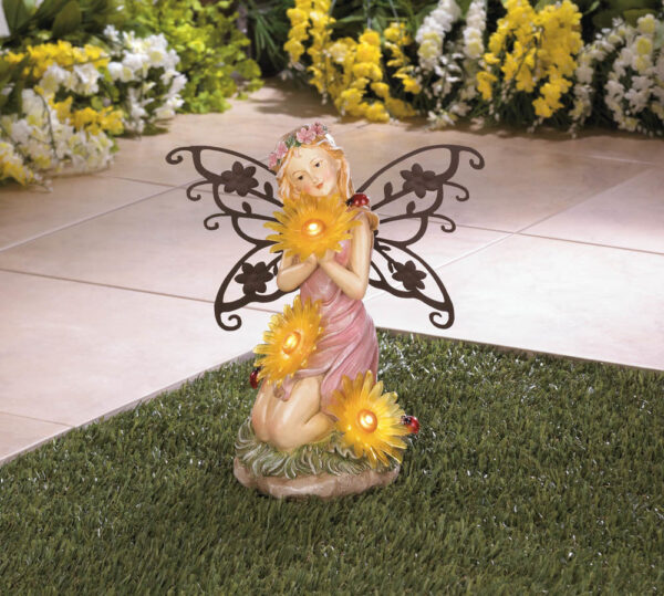 Garden Blooms Fairy Solar Statue - Image 2