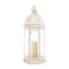 Graceful Distressed White Lantern (L)