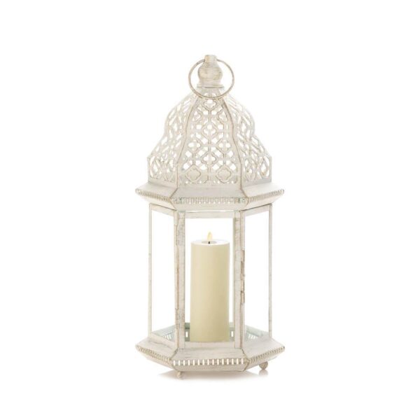 Large Distressed White Lantern