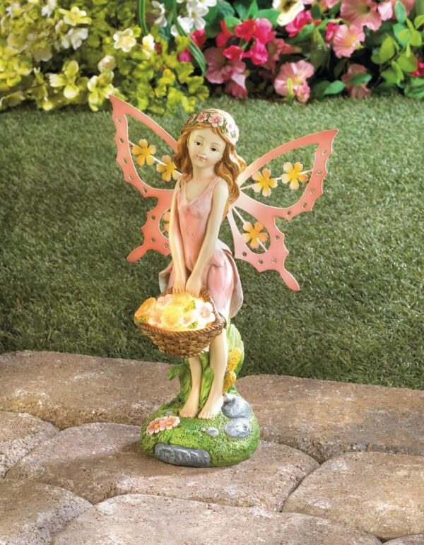 Pink Fairy Solar Garden Statue - Image 2