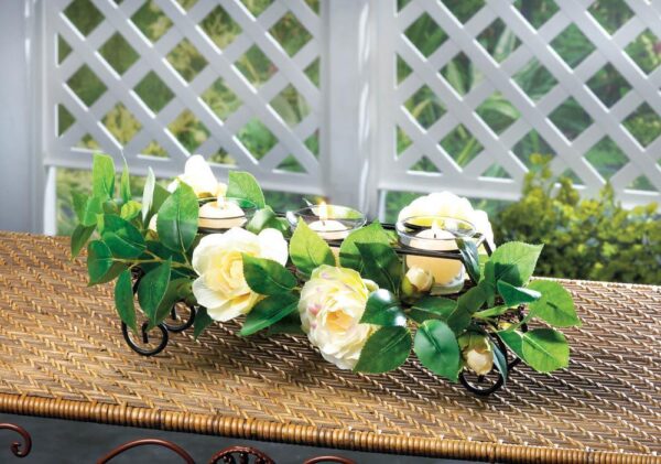 White Faux Floral Candle Holder