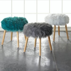 Gray Faux Fur Stool