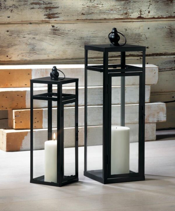 Black Dramatic Geometry Lantern