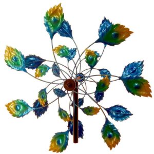 75″ Peacock Tail Windmill Garden Stake