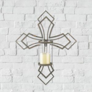 Contemporary Cross Candle Wall Sconce