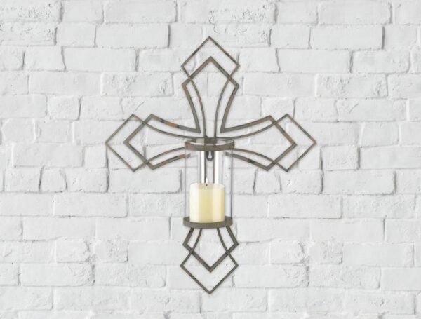 Contemporary Cross Candle Wall Sconce