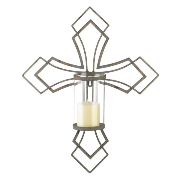 Contemporary Cross Candle Wall Sconce - Image 2