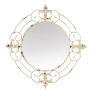 Antique White Fleur-De-Lis Wall Mirror