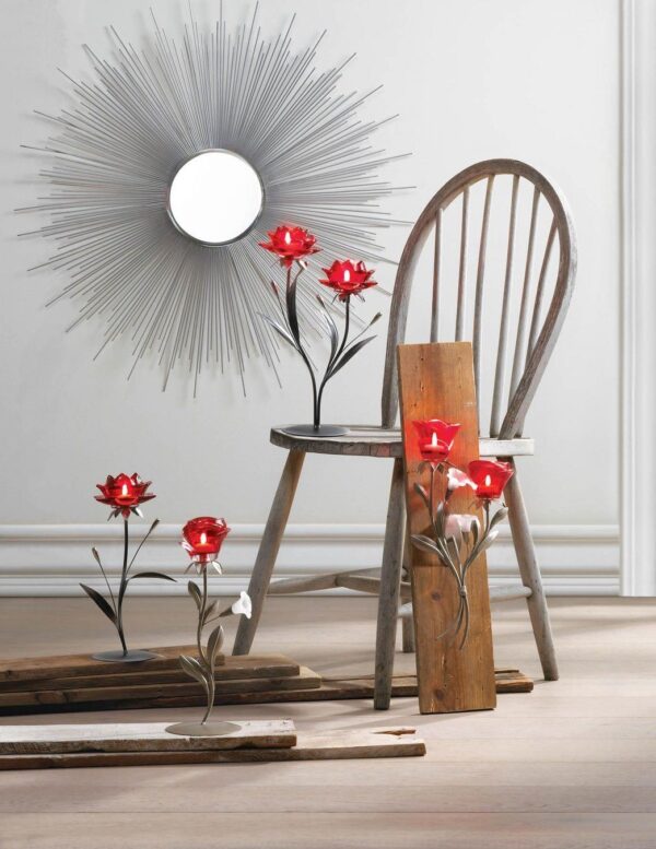 Single Red Flower Candle Holder