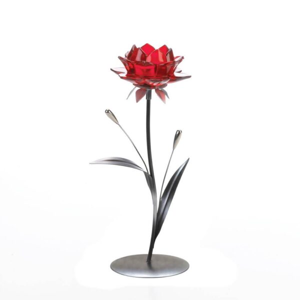 Single Red Flower Candle Holder - Image 2