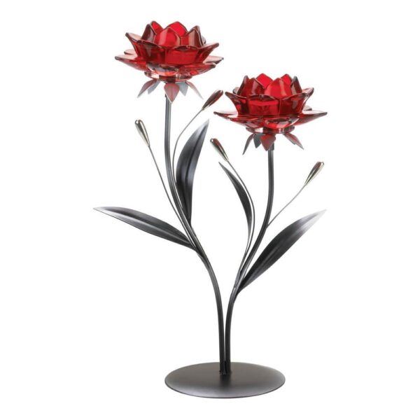 Beautiful Red Flowers Candle Holder - Image 2