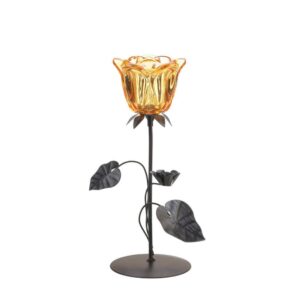 Amber Floral Candle Holder