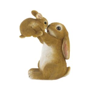 Playful Mom & Baby Rabbit Figurine