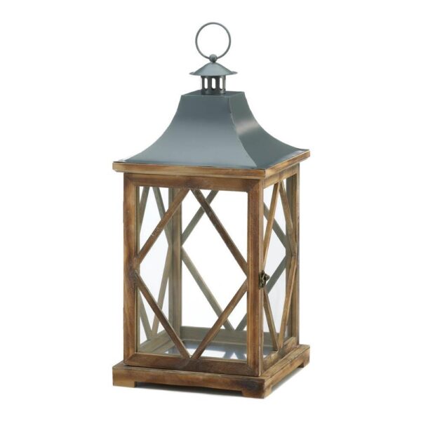 Large Wooden Diamond Lattice Lantern