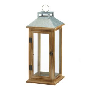 Galvanized Metal & Wood Lantern