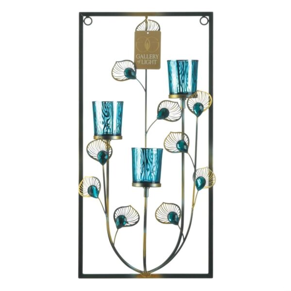 Three Candle Peacock Wall Sconce - Image 2