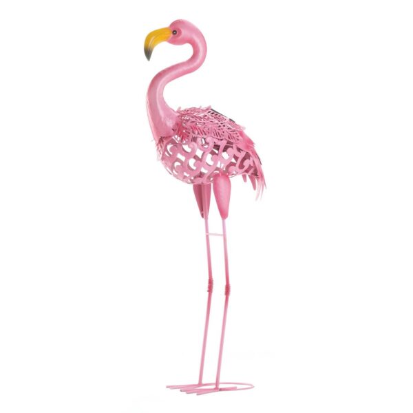 Standing Tall Solar Flamingo Statue - Image 2