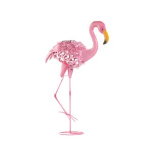 Leaning Solar Flamingo Statue