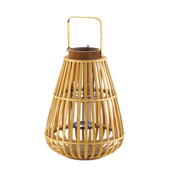 Large Slat Wood Lantern - Image 2