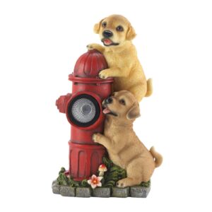 Dogs Fire Hydrant Solar Statue